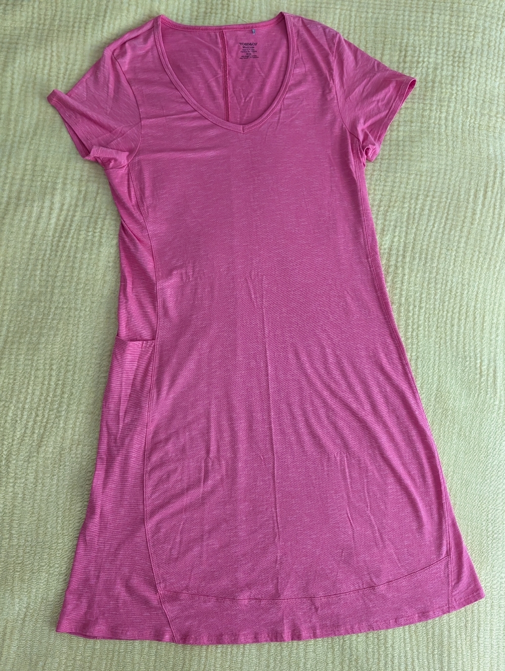 Toad&Co Women's Medium Pink V-Neck Short Sleeve T-Shirt Dress